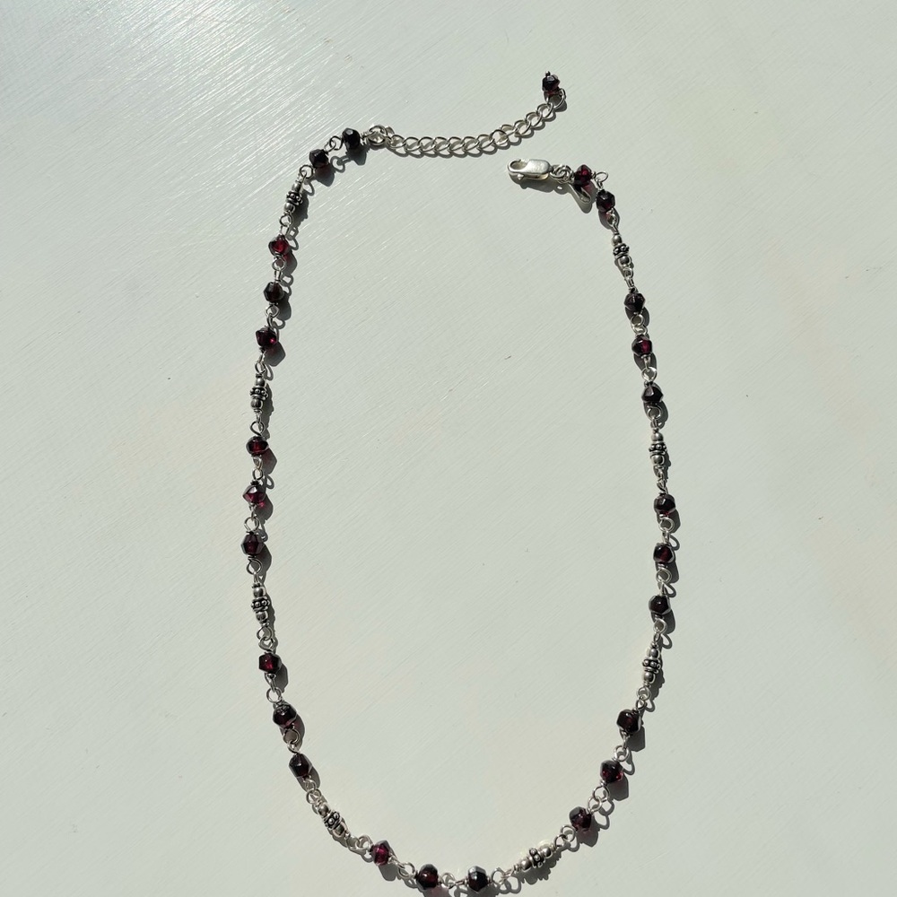 Silpada Sterling Silver and Genuine Garnet Beaded Necklace - Picture 4 of 5